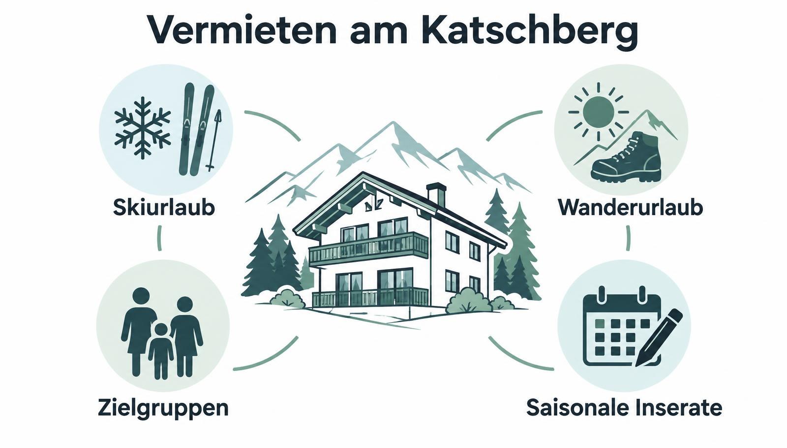 Vermietung am Katschberg: Skiurlaub, Wanderurlaub, Zielgruppen und saisonale Inserate im Zusammenhang.